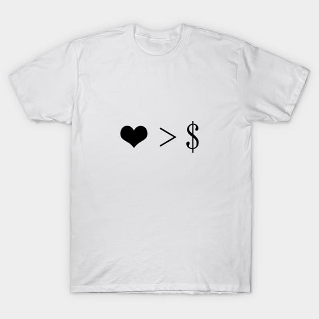 Love Over Money T-Shirt by yassamin23